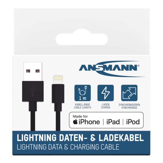 Ansmann 1700-0131 câble USB 1 m USB A Lightning Noir