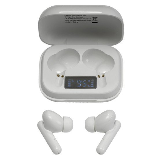 Denver TWE-38 écouteur/casque Sans fil Ecouteurs Appels/Musique Bluetooth Blanc