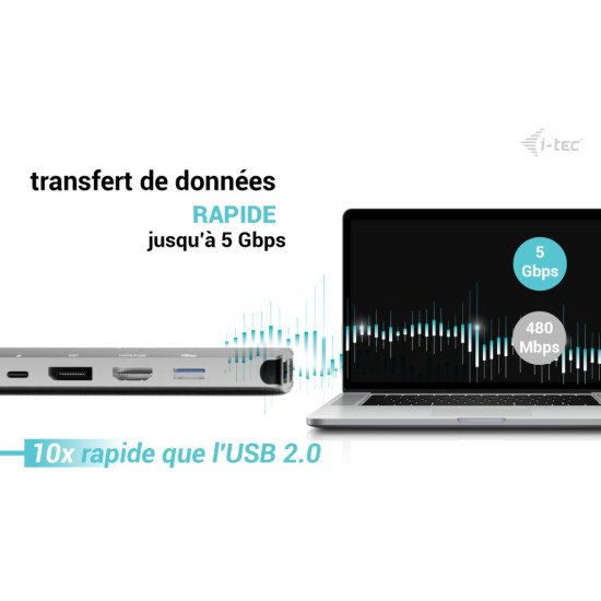 i-tec USB-C Metal Nano 3x Display (DP, HDMI and VGA) Docking Station + Power Delivery 100 W