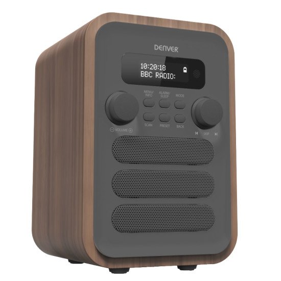 Denver DAB-48GREY Radio portable Personnel Numérique Gris, Bois