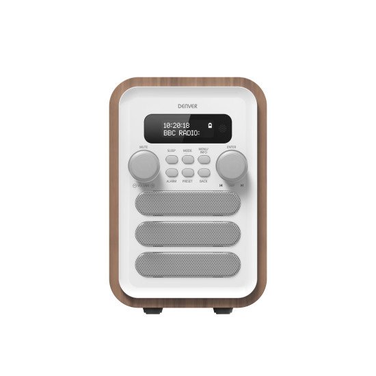 Denver DAB-48WHITE Radio portable Personnel Numérique Blanc, Bois