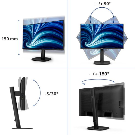 Philips 24B2U3601 écran PC 60,5 cm (23.8") 2560 x 1440 pixels Quad HD LCD Noir