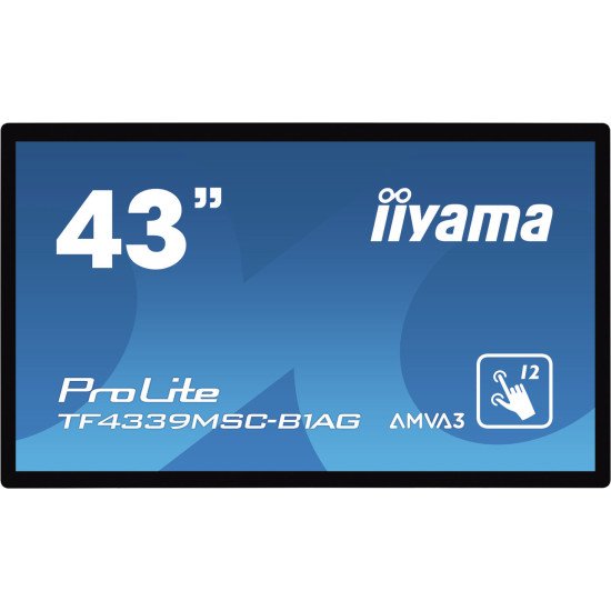 iiyama ProLite TF4339MSC-B1AG moniteur à écran tactile 109,2 cm (43") 1920 x 1080 pixels Plusieurs pressions Multi-utilisateur Noir