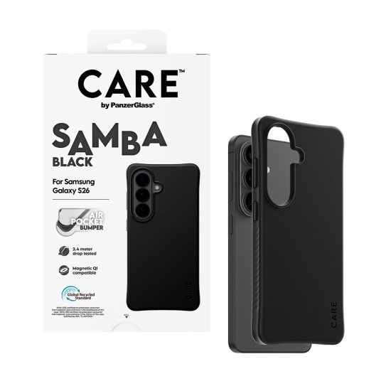 PanzerGlass CARE™ by ® Samba Case Black w. Qi Samsung Galaxy S26 coque de protection pour téléphones portables Housse Noir