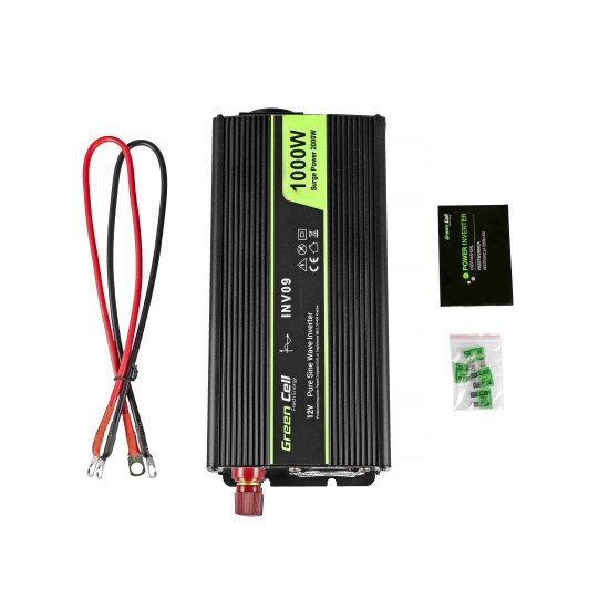 Green Cell INV09 adaptateur de puissance & onduleur Auto 1000 W Noir