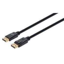Manhattan Câble DisplayPort 1.4, 8K à 60 Hz, 1 m, compatible 8K/4K/Full HD/1080p, mâle à mâle, connecteurs avec verrouillage, entièrement blindé, noir, garantie à vie, équivalent à DP14MM1M