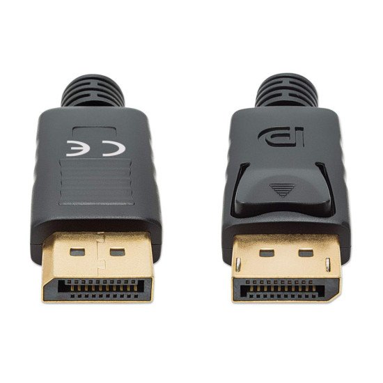 Manhattan Câble DisplayPort 1.4, 8K à 60 Hz, 3 m, compatible 8K/4K/Full HD/1080p, mâle à mâle, connecteurs avec verrouillage, entièrement blindé, noir, garantie à vie, équivalent à DP14MM3M