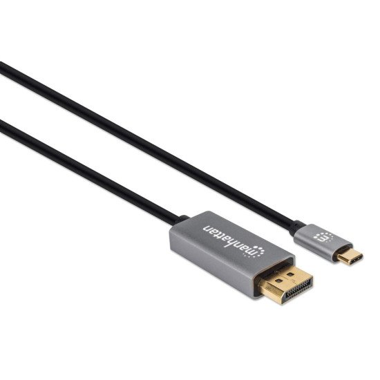 Manhattan Câble USB-C vers DisplayPort 1.4, 8K@60Hz, 2 m, mâle à mâle, non bidirectionnel, noir, garantie 3 ans, équivalent à CDP2DP146B (sauf 20 cm plus long)