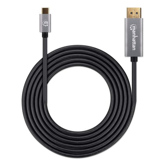 Manhattan Câble USB-C vers DisplayPort 1.4, 8K@60Hz, 2 m, mâle à mâle, non bidirectionnel, noir, garantie 3 ans, équivalent à CDP2DP146B (sauf 20 cm plus long)