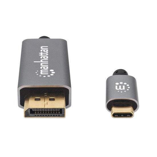 Manhattan Câble USB-C vers DisplayPort 1.4, 8K@60Hz, 2 m, mâle à mâle, non bidirectionnel, noir, garantie 3 ans, équivalent à CDP2DP146B (sauf 20 cm plus long)