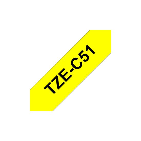 Brother TZe-C51 ruban d'étiquette Noir sur fond jaune fluorescent Brother TZe-C51 ruban d'étiquette Noir sur fond jaune fluorescent