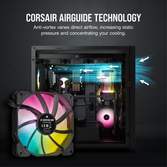 Corsair SP120 RGB ELITE Boitier PC Ventilateur 12 cm Noir 3 pièce(s)