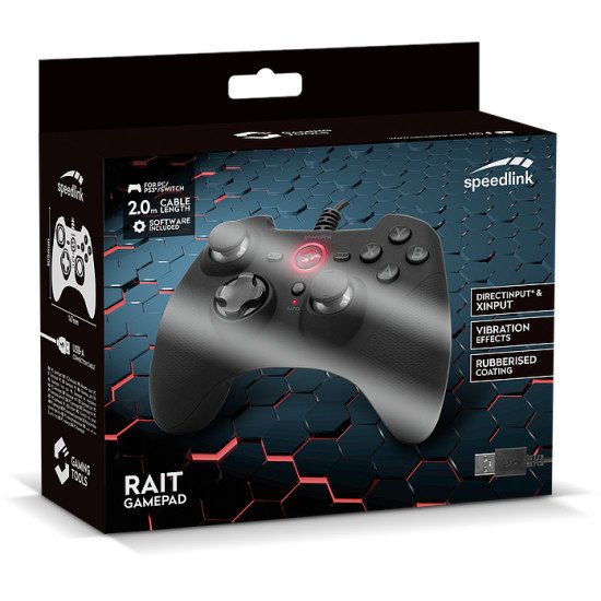 SPEEDLINK RAIT Noir USB Manette de jeu Nintendo Switch, PC, Playstation 3