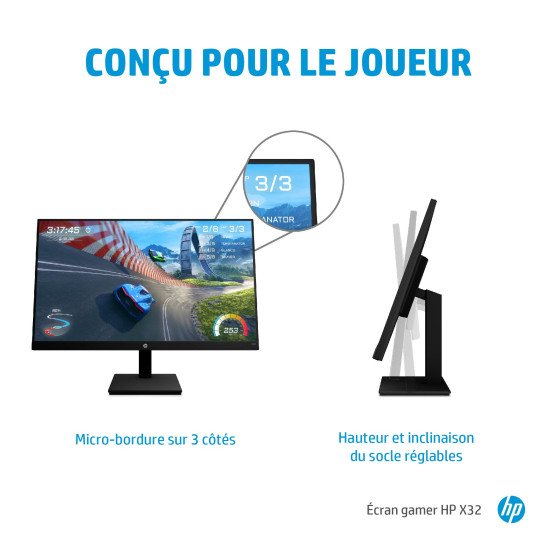 HP X32 QHD Gaming Monitor écran PC 31.5" 2560 x 1440 pixels Quad HD Noir