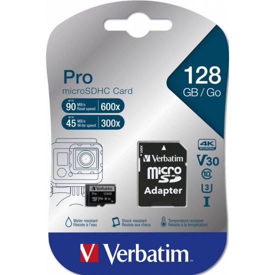 Verbatim Pro 128 Go MicroSDXC UHS-I Classe 10