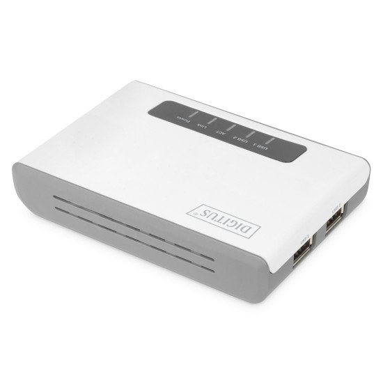 Digitus 2 ports USB 2.0 sans fil pour serveur réseau multifonction, 300 Mbits/s
