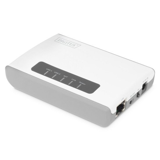 Digitus 2 ports USB 2.0 sans fil pour serveur réseau multifonction, 300 Mbits/s