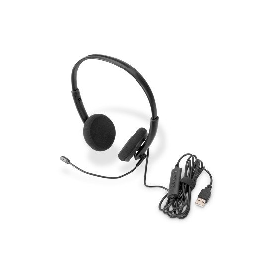 Digitus Micro-casque de bureau On Ear avec réduction de bruit, USB