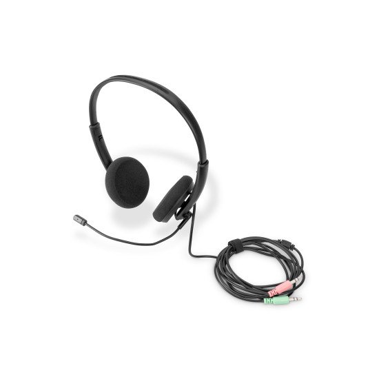 Digitus Micro-casque de bureau On Ear avec réduction de bruit, 3,5 mm, stéréo