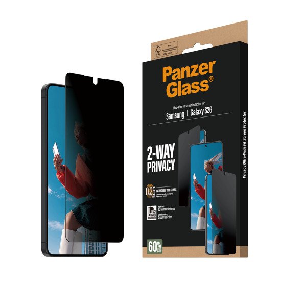 PanzerGlass ® 2-Way Privacy Screen Protector Samsung Galaxy S26 | Ultra-Wide Fit w. EasyAligner Protection d'écran transparent 1 pièce(s)