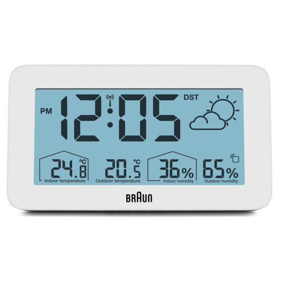 Braun BC13WP-DCF réveille-matin Réveil numérique Blanc