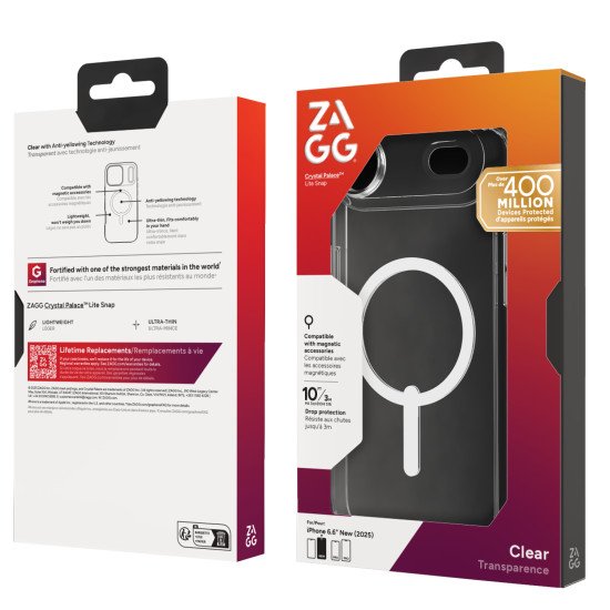 ZAGG Crystal Palace Lite Snap coque de protection pour téléphones portables 16,5 cm (6.5") Housse Transparent ZAGG Crystal Palace Lite Snap coque de protection pour téléphones portables 16,5 cm (6.5") Housse Transparent