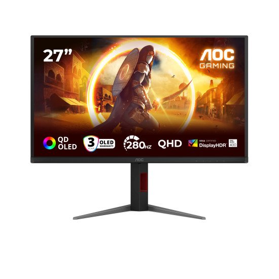 AOC G4 Q27G4ZD écran PC 68,6 cm (27") 2560 x 1440 pixels Quad HD QD-OLED Noir, Rouge