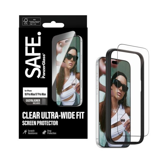 PanzerGlass SAFE. by ® Screen Protector iPhone 2026 Pro Max | 17 Pro Max | Ultra-Wide Fit m. EasyAligner Protection d'écran transparent 1 pièce(s)