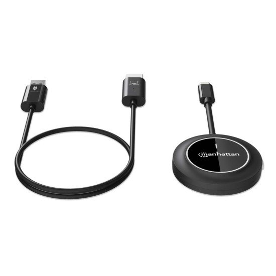 Manhattan Kit de présentation sans fil HDMI 1080p, ensemble de 2 pièces avec récepteur HDMI et émetteur USB-C type dongle, pour diffusion vidéo sans fil depuis un ordinateur portable, une tablette ou un smartphone vers un téléviseur ou un projecteur HDMI,
