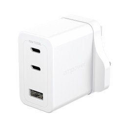 PanzerGlass empower by ® Turbo 70W Multiple Charger incl. 2 x USB-C + USB-A | UK Plug | Silver White Protection d'écran transparent Universel 1 pièce(s)