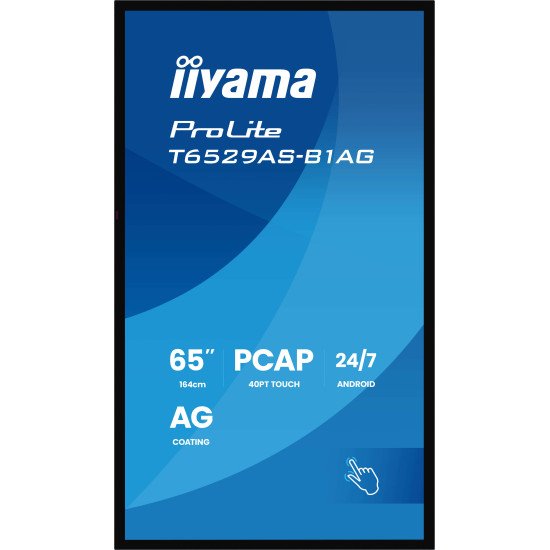 iiyama T6529AS-B1AG Écran d'affichage dynamique Écran plat interactif 163,8 cm (64.5") LED Wifi 500 cd/m² 4K Ultra HD Noir Écran tactile Intégré dans le processeur Android 24/7 iiyama T6529AS-B1AG Écran d'affichage dynamique Écran plat interactif 163,8 cm (64.5") LED Wifi 500 cd/m² 4K Ultra HD Noir Écran tactile Intégré dans le processeur Android 24/7