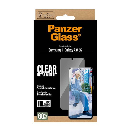 PanzerGlass Screen Protector Ultra-Wide Fit - Clear - Samsung Galaxy A37 5G Protection d'écran transparent