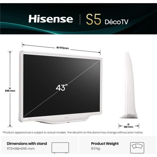 Hisense 43S5DQ 109,2 cm (43") 4K Ultra HD Smart TV Wifi Blanc