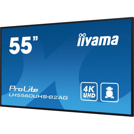 iiyama LH5560UHS-B2AG Écran d'affichage dynamique Carte A numérique 139,7 cm (55") LED Wifi 500 cd/m² 4K Ultra HD Noir Intégré dans le processeur Android 11 24/7 iiyama LH5560UHS-B2AG Écran d'affichage dynamique Carte A numérique 139,7 cm (55") LED Wifi 500 cd/m² 4K Ultra HD Noir Intégré dans le processeur Android 11 24/7