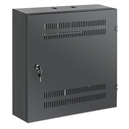 Intellinet Coffret mural 19" extra-plat avec rails 4U horizontaux et 2U verticaux, profondeur 170 mm, idéal AV/multimédia/surveillance, assemblé, noir RAL 7021