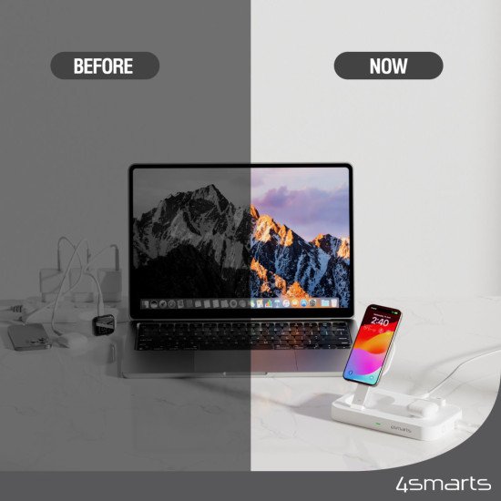 4smarts Qi2 Universel Blanc Secteur Recharge sans fil Charge rapide Intérieure