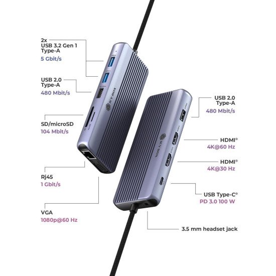 ICY BOX IB-DK4062-CPD Avec fil USB 3.2 Gen 1 (3.1 Gen 1) Type-C Anthracite