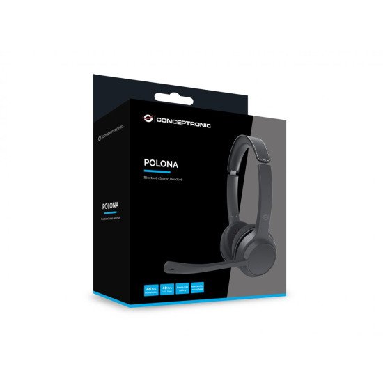 Conceptronic POLONA04B casque Avec fil &sans fil Arceau Appels/Musique USB Type-C Bluetooth Noir