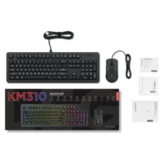 Lenovo GX31N91913 clavier Souris incluse Gaming USB Anglais américain Noir