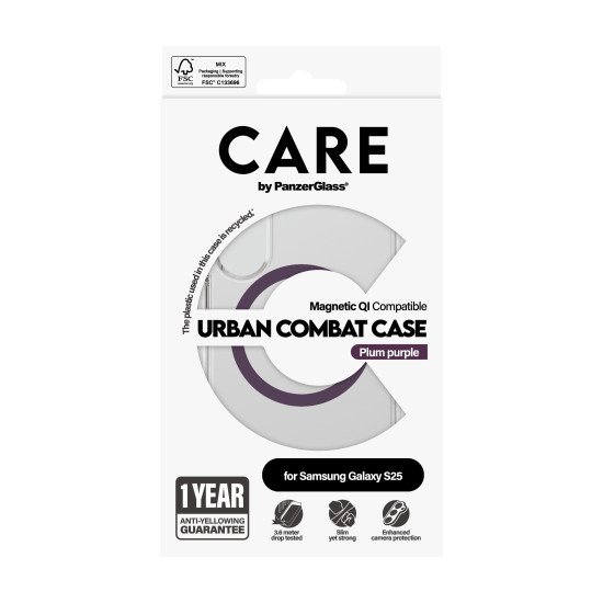 PanzerGlass CARE by ® Flagship Case Transparent Urban Combat w. Plum Purple Qi Compatible Samsung Galaxy S25 coque de protection pour téléphones portables Housse PanzerGlass CARE by ® Flagship Case Transparent Urban Combat w. Plum Purple Qi Compatible Samsung Galaxy S25 coque de protection pour téléphones portables Housse