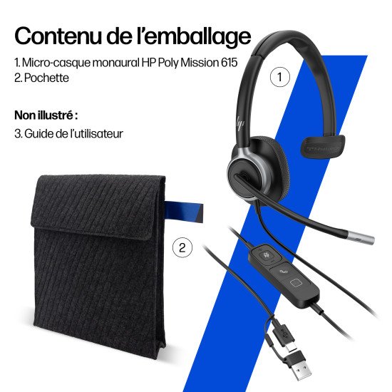 HP Poly Micro-casque filaire USB binaural Mission 625