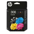HP 308 Pack de 2 cartouches d'encre authentiques Noir/Trois couleurs