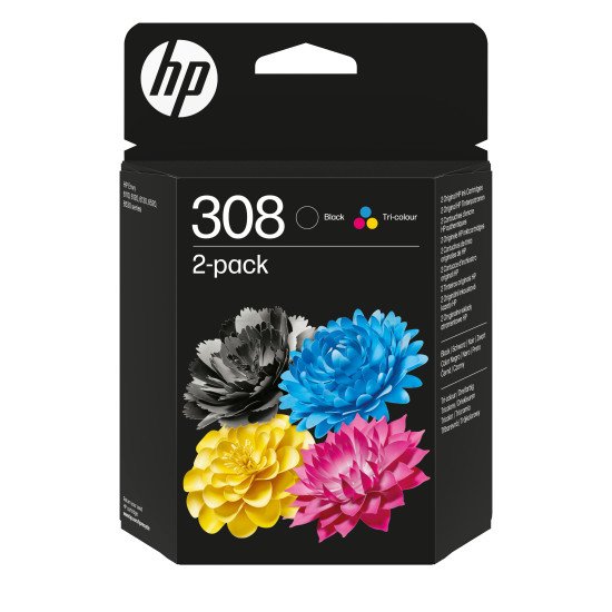 HP 308 Pack de 2 cartouches d'encre authentiques Noir/Trois couleurs