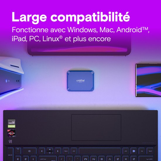 Crucial X10 2 To USB Type-C USB 3.2 Gen 2x2 Bleu Crucial X10 2 To USB Type-C USB 3.2 Gen 2x2 Bleu