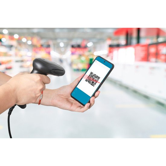 Manhattan Scanner de codes-barres CCD filaire, USB, largeur de lecture 60 mm, câble 152 cm, luminosité ambiante max. 5 000 lux, noir, garantie 3 ans