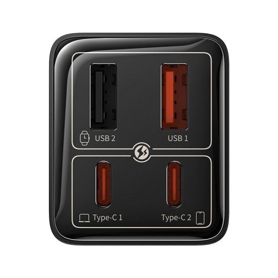 Baseus GAN6 65W ŞARJ+100W C TO C KBL-SYH chargeur d'appareils mobiles Ordinateur portable, PDA, Tablette Noir USB Auto