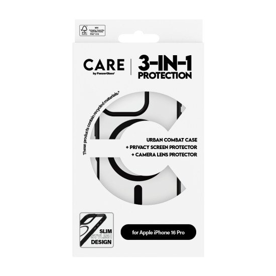 PanzerGlass CARE by ® Flagship 3-in-1 Privacy Bundle iPhone 16 Pro Protection d'écran transparent Apple 1 pièce(s) PanzerGlass CARE by ® Flagship 3-in-1 Privacy Bundle iPhone 16 Pro Protection d'écran transparent Apple 1 pièce(s)