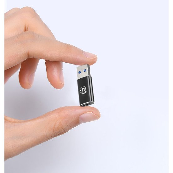 Manhattan Adaptateur USB-C vers USB-A, femelle vers mâle, 10 Gbit/s (USB 3.2 Gen 2 / USB 3.1), noir, garantie à vie