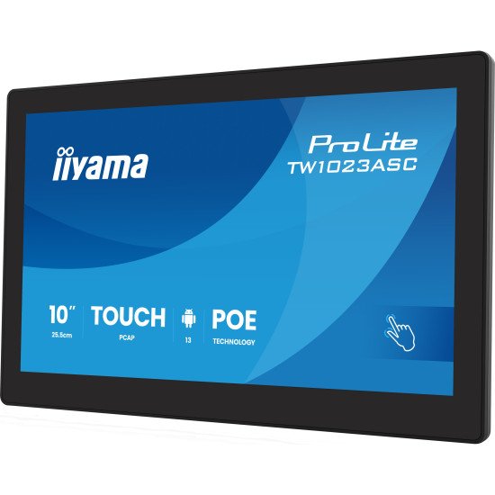 iiyama TW1023ASC-B3P Écran d'affichage dynamique Écran plat de signalisation numérique 25,6 cm (10.1") Wifi 450 cd/m² HD Noir Écran tactile Intégré dans le processeur Android 24/7