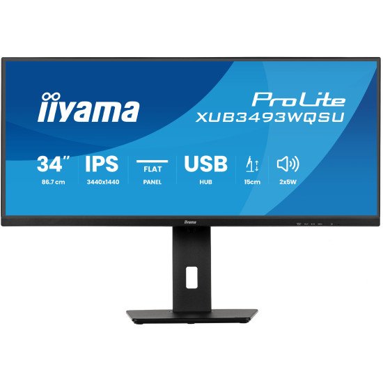 iiyama ProLite XUB3493WQSU-B6 écran PC 86,4 cm (34") 1440 x 3440 pixels UltraWide Quad HD LED Noir